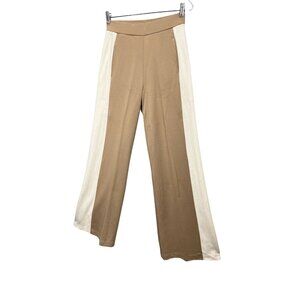 NEW Wynne Layers Womens High-Waisted Wide-Leg Pants Beige White Stripe Easy Wear